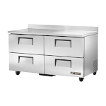 True TWT-60D-4-HC - Work Top Refrigerator, two-section, (4) drawers, stainless steel front
